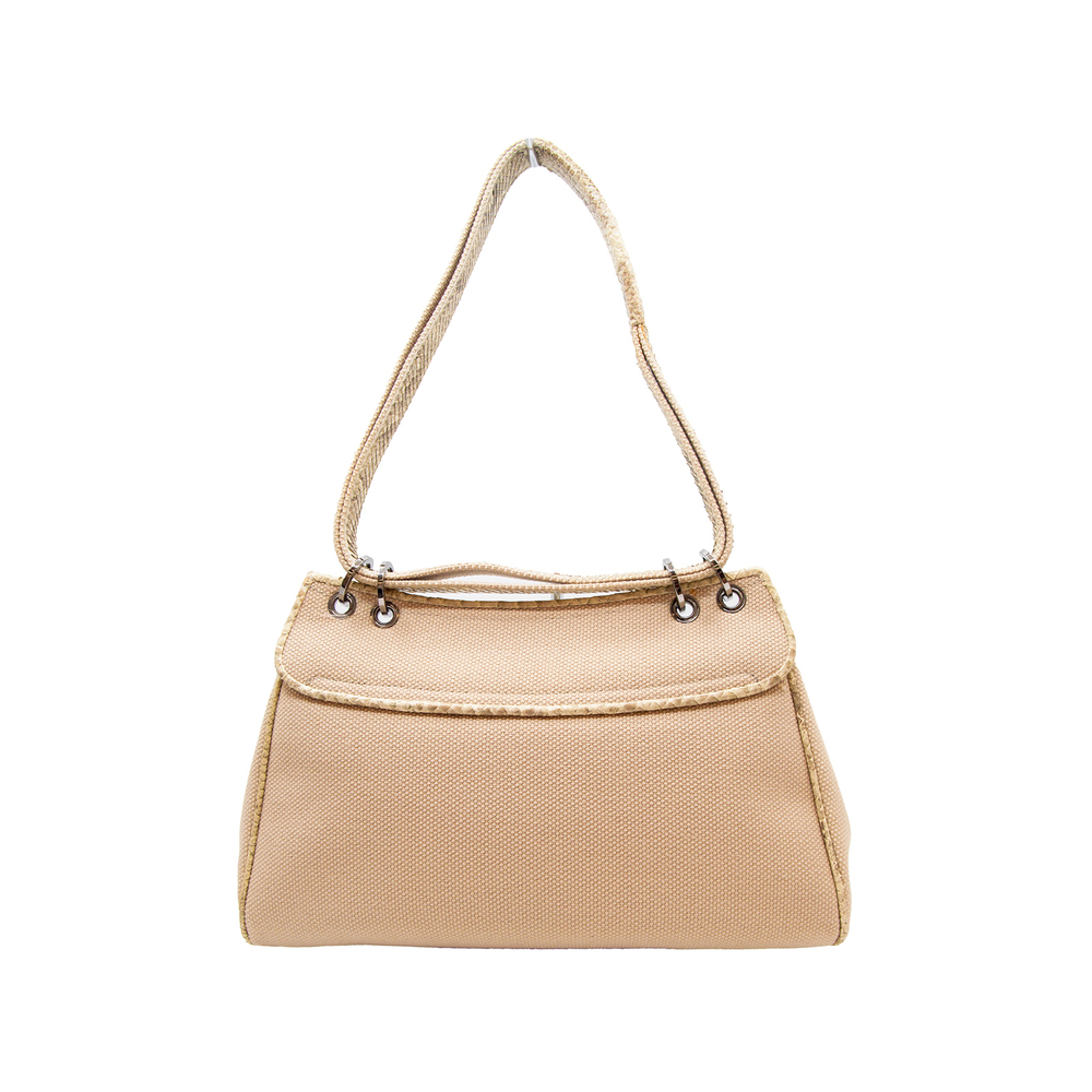 Chanel Handbag Python Canvas Brown - image 2